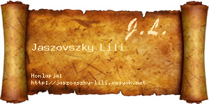 Jaszovszky Lili névjegykártya